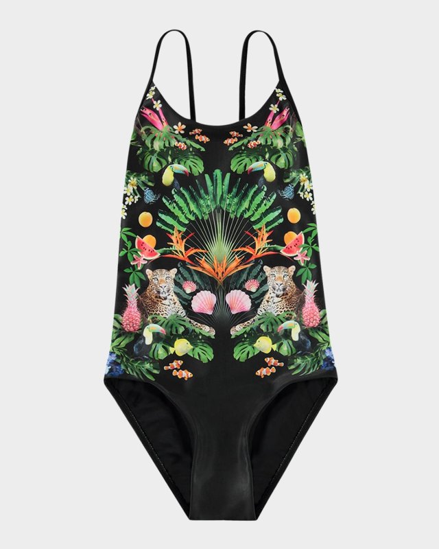 Girl's Nanna Printed One-Piece Swimsuit, Size 6-